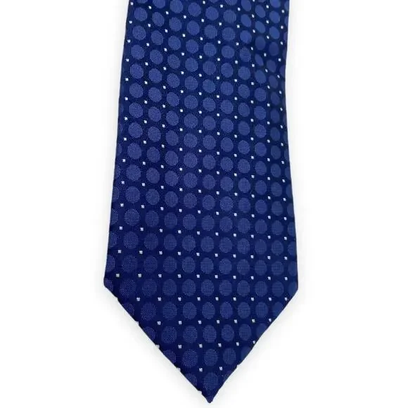 CALVIN KLEIN Blue Silk Polka Dot Sphere Pattern Tie - Picture 2 of 7